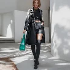 Primavera Moda Jaquetas De Couro Do Plutônio Novas Roupas Femininas Meados Longo Trench coat Manga Longa Cinto Casaco Fe