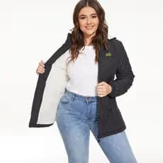 Moda Inverno Nova Manga Longa Solta oversize Casaco Feminino Sólido Veludo Com Capuz Plus Size Outwears