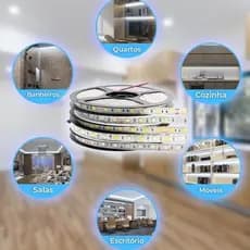 Fita LED Branco Frio 5050 5 Metros C/silicone IP65 Aprova D'agua para areas internas e externas