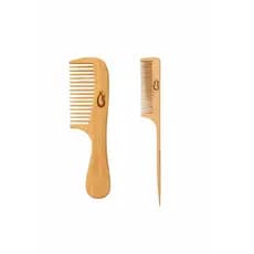 Kit 2 Pente de Madeira Bambu Antiestático Barba e Cabelo Masculino Feminino Durável