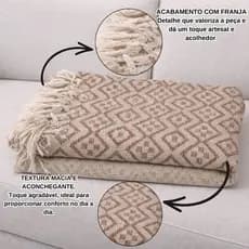Manta Sofá Cama Cobertor Decorativa Casal 100% Algodão Tamanho Grande 2,40 x 1,80 m Moderna Cores