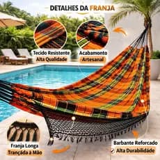 Rede Descanso Dormi Casal Reforçada 100% algodao Luxo Gigante Tabajara 100% Algodao TAM 2,50 X 1,65