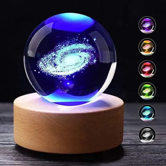 Luminária De Mesa Rgb Bola Cristal Efeito 3d Led Colorido