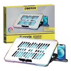 Suporte para Notebook iluminado Luz Led com cooler porta usb suporte de celular