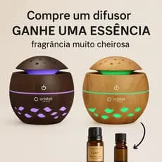 Difusor Ultrassônico e Umidificador 300ml com Luz LED Silencioso e Elegante + Fragância de brinde