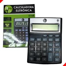 Calculadora Eletrônica De Mesa Escritório Display 12 Digitos Cor Preto
