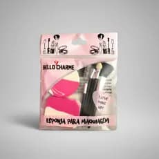 Mini Pincel E Esponja De Maquiagem Sombra,blush, Sobrancelha