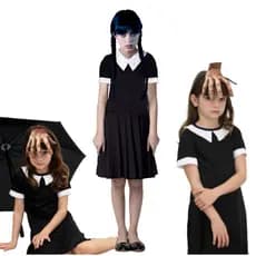 Fantasia Vestido Infantil da Wandinha Infantil 1 a 14 anos Halloween