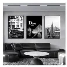 Quadros decorativos Nordic francês luxo preto e branco fotografia arquitetônica hd fotos pintura (3 peças)