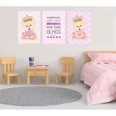 Quadro Decorativo Ursinha Princesa Frases