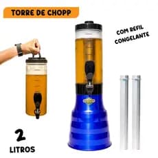 Torre De Chopp Chopeira Beer 2 Litros Giratória Com 2 Tubo Gelante Copo Removível Copo Transparente