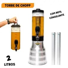 Torre Chopp Chopeira Acompanha 2 Tubo Congelante Torneira Italiana 2 Litros Beer Transparente