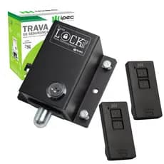 KIT TRAVA PORTÃO AUTOMÁTICO LOCK PLUS COM TEMPORIZADOR + 2 CONTROLES TX PIX PRETO IPEC