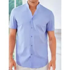 ￼Legacy Camisa social masculina manga curta de linho com gola padre - legacy -  camisa para verão 2024 - camisa fresca -