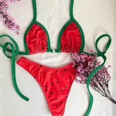 biquíni cortininha com asa delta fio dental liso e estampado