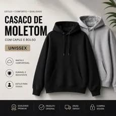 Casaco de Moletom Unissex com Capuz e Bolso
