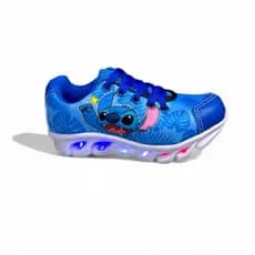 Tênis Infantil LED STITCH de Menina Com Led Luzinha Personagem Azul Luzes Coloridas