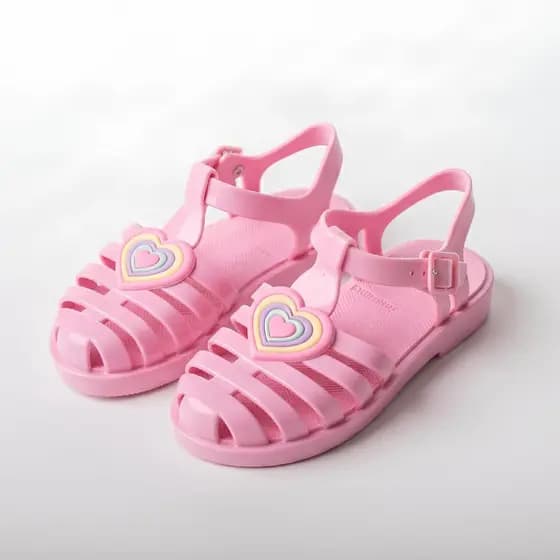 Sandália Infantil Menina com Enfeite de Coração Lançamento Verão Leve e Super Confortável