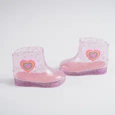 Bota Galocha Baby Infantil Enfeite Coração Leve Impermeável Antiderrapante Para Meninas