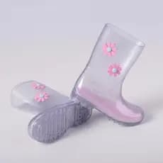 Bota Galocha Infantil Menina Flores Impermeável Leve Macia Antiderrapante Fácil de Limpar