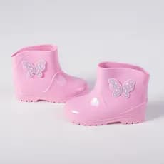 Bota Galocha Baby Infantil Enfeite Borboleta Leve Impermeável Antiderrapante Para Meninas