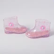Bota Galocha Baby Infantil Enfeite Flor Leve Impermeável Antiderrapante Para Meninas