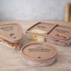 Conj Kit 3 Potes Porta Frios Mortadela Presunto Queijo Pizza