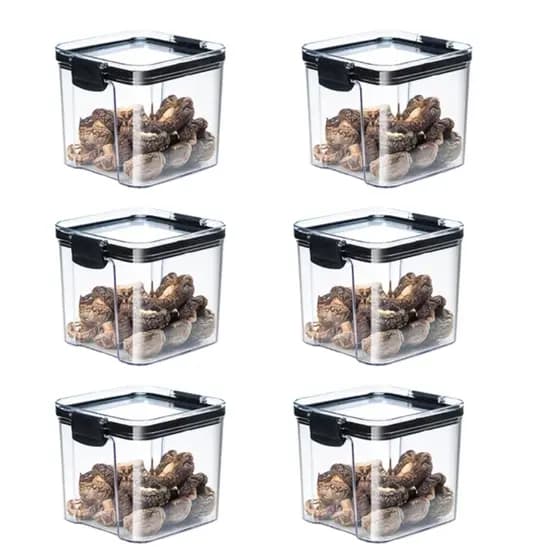 Kit 6 Potes Acrílico Herméticos Com Tampa 800ml Mantimentos