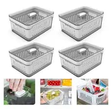 Kit C/ 4 Organizadores Geladeira 2,2L Legumes Saladas Frutas