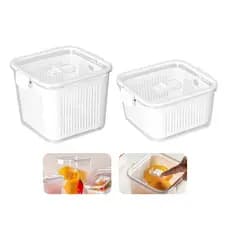 Kit C/2 Pote Herméticos Cozinha Organizadores Geladeira Legumes Com Cesto de Drenagem 1360 + 2030