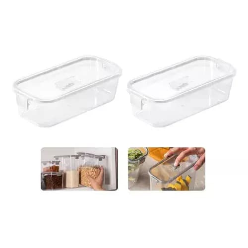 Conj Kit 2 Potes Herméticos Slim C/ Travas Multiuso 845 ml