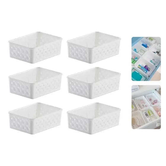 Kit 6 Cestos Multiuso Organizador Armario Gaveta Rattan