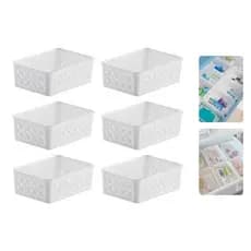 Kit 6 Cestos Multiuso Organizador Armario Gaveta Rattan