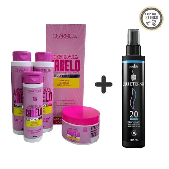 KIT LISOS PERFEITOS - KIT CAPILAR DESMAIA CABELO + SPRAY TÉRMICO LISO PERFEITO, CABELOS ALINHADOS