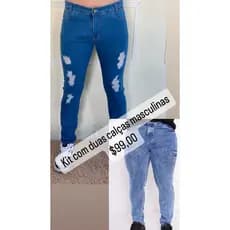 kit calças masculinas skinny com lycra calça homem