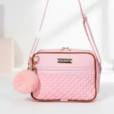 Bolsa Feminina Transversal Com Pom Pom Tira Colo