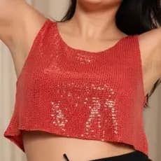 Regata Cropped Feminino holografico para festa moda balada Brunella