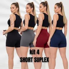 kit 4 Short Suplex Ciclista Espotivo Cintura Alta academia fitnes