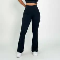 Calça Flare Bailarina Fitness em Suplex Wide Leg Cós Alto e Zero Transparência Suplex Tamanhos M, G, GG