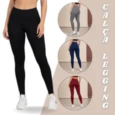 Calça Legging Suplex Feminina Academia Cintura Alta Esportiva