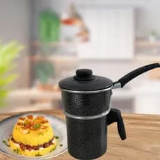 Cuscuzeira Individual luxo Alumínio Craqueado Preto e Fervedor Multiuso Prático Cuscuz Nordestino