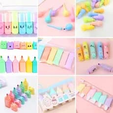Kit Com 30 Marca Texto Marcadores Cores Sortidas Modelos Variados Misturados Estilo  kawaii Fofo Desenho