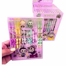 Kit 4 Canetas Gel Apagáveis Personagens Variados Labubu Mikey Minecraft Kuromi Papelaria Fofa Kawai