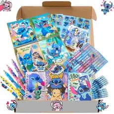 Kit Stitch Papelaria Fofa Kawaii 05 Itens Presente Criativo Menina Caneta Marca Texto Lápis Borracha Adesivo Caderninho