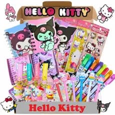Kit Hello Kitty E Turma Sanrio Escolar Caderno Caneta Adesivos Lápis Borracha Chaveiro Fofo Divertido Kawaii