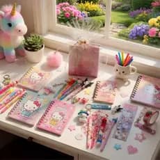 Kit Papelaria Hello Kitty Completo Chaveiro Canetas Presente Infantil Kawaii Com Sacola E Laço Escolar Fofo Criativo