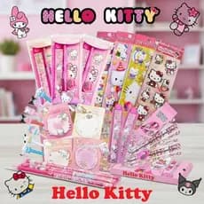 Kit Papelaria Hello Kitty E Amigos Sanrio Estojo Apontador Caneta Régua Borracha Bloquinho Presente Fofo Escolar Tiktok