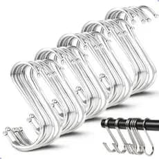 Kit 25 Ganchos Tipo S Aço Inox Suporte Utensílios Multiuso P