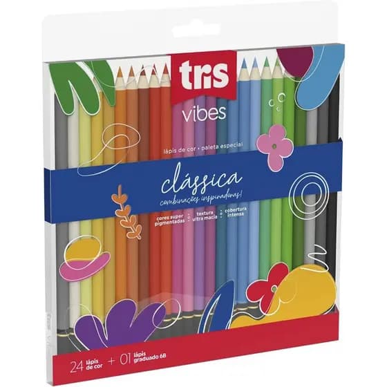 Lapis Cor Tris Vibes 24 Cores Classica + 1 Lapis 6B