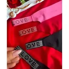Calcinha Love com Pedraria Strass Kit Grade P/M ou G/GG Luxo